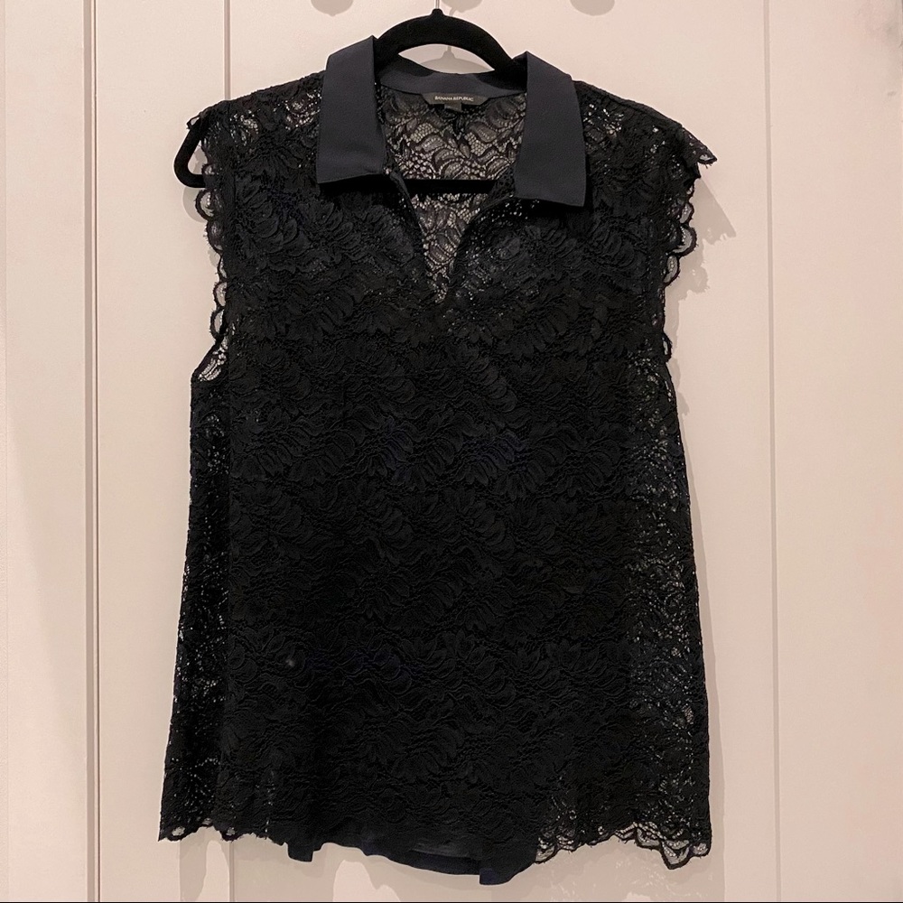 Banana Republic lacey black sleeveless top size M